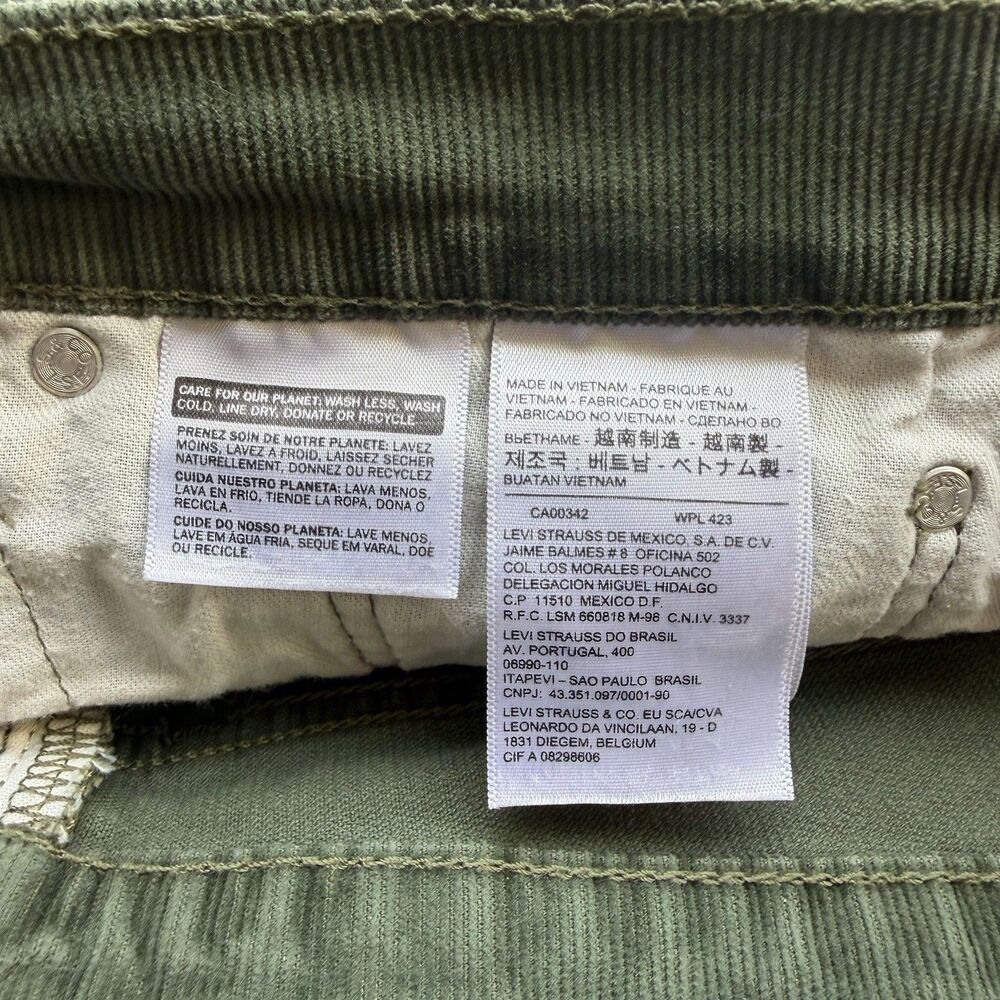 Levi's 514 Y2K Corduroy Pants Mens 33 x 30 Straight Fit Green 5-Pocket Preppy - Picture 7 of 12